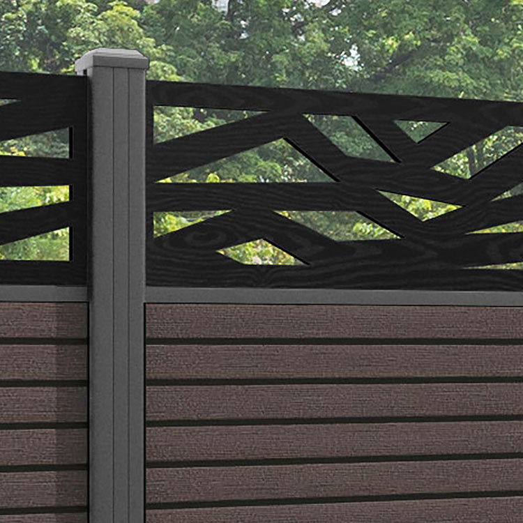 Hudson Zenith Fence Panel - Mid Brown - with our aluminium posts
