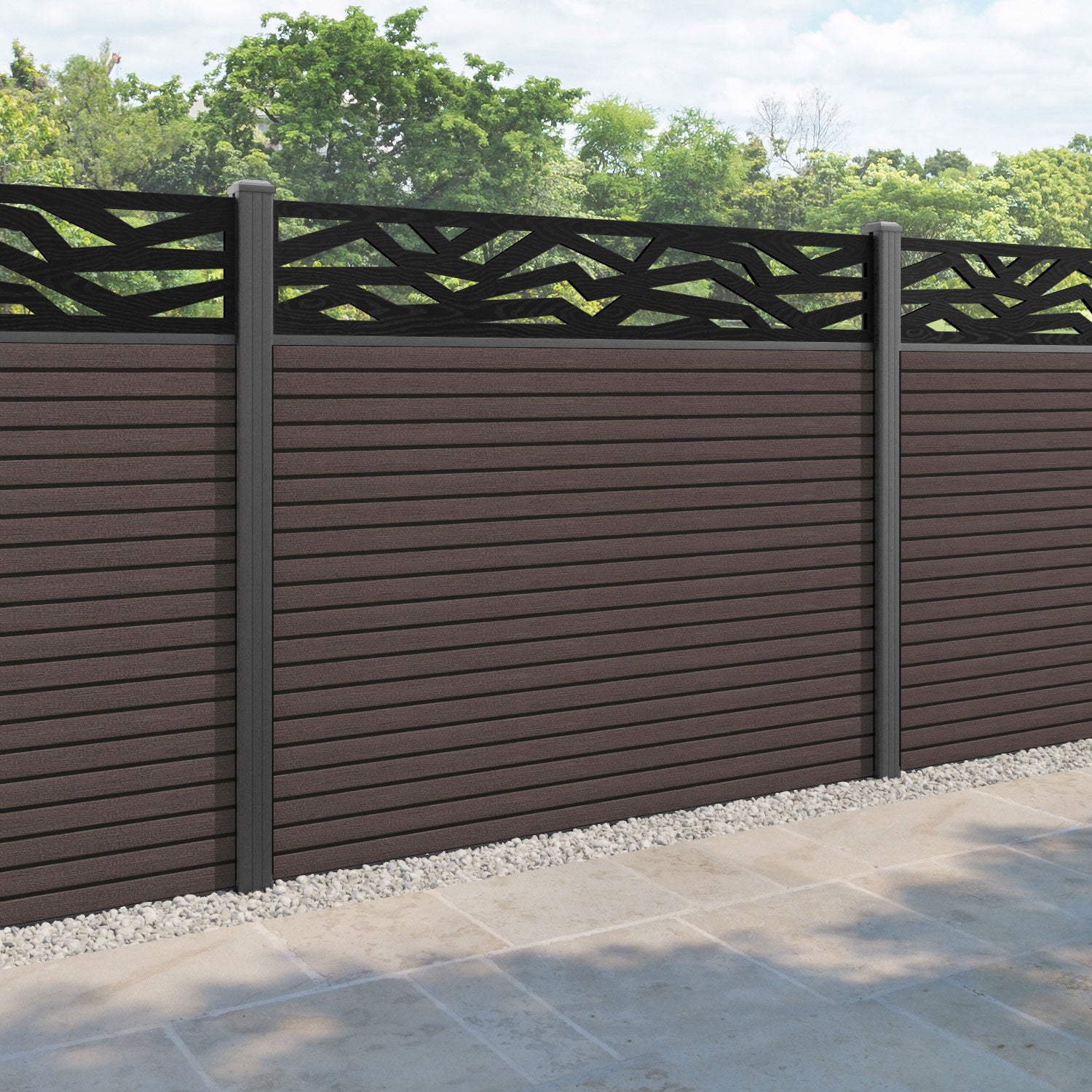 Hudson Zenith Fence Panel - Mid Brown - with our aluminium posts