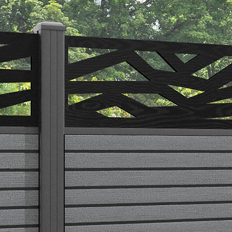 Hudson Zenith Fence Panel - Mid Grey - with our aluminium posts