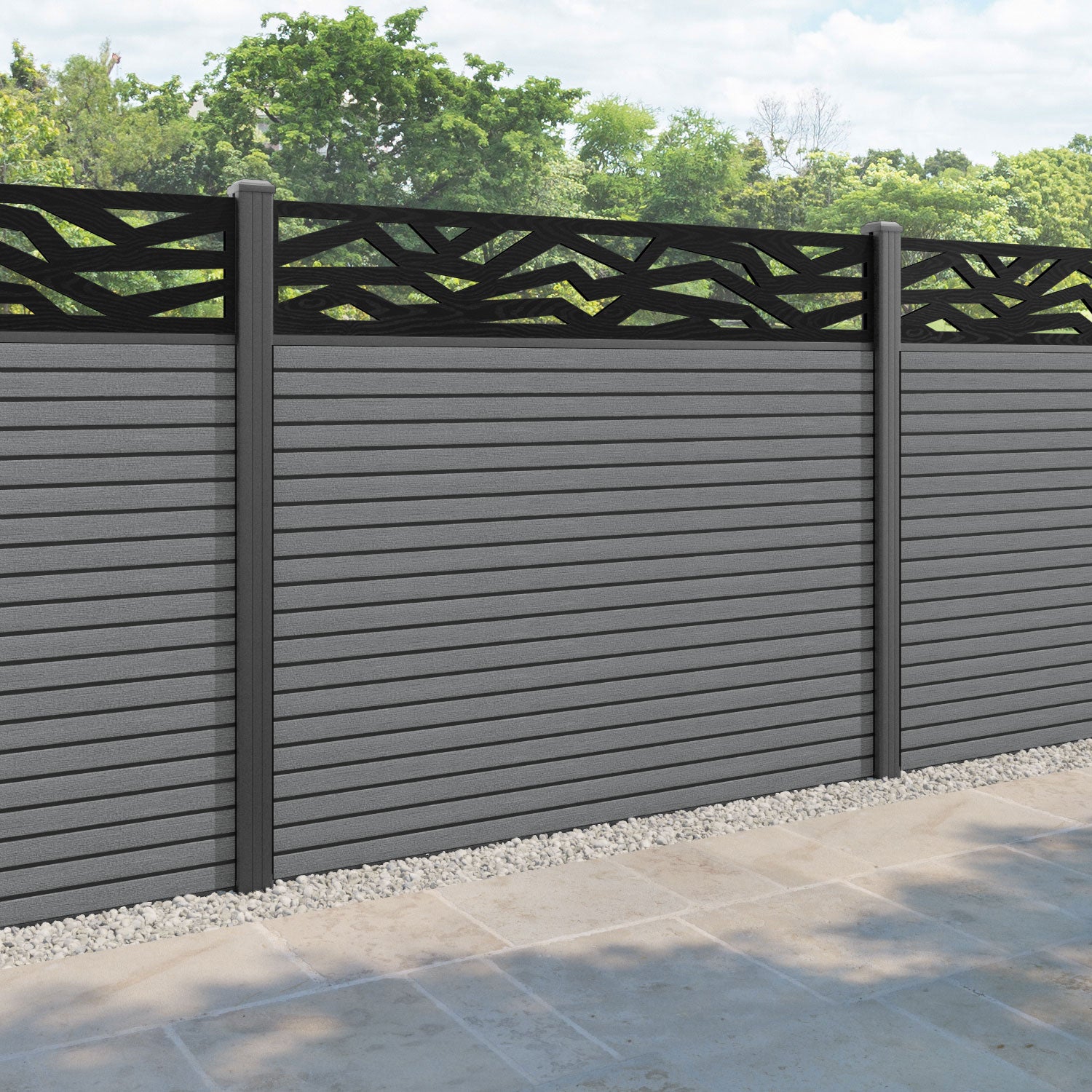 Hudson Zenith Fence Panel - Mid Grey - with our aluminium posts