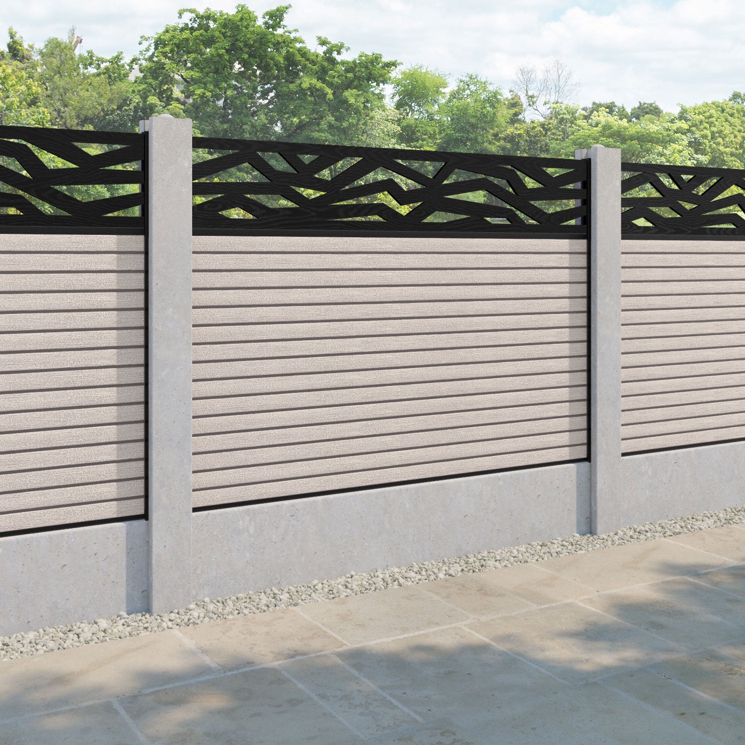 Hudson Zenith Fence Panel - Mid Stone - for existing concrete posts
