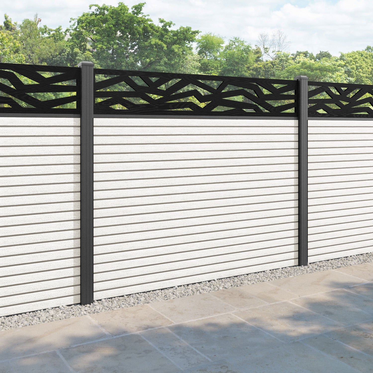 Hudson Zenith Fence Panel - Light Stone - with our aluminium posts