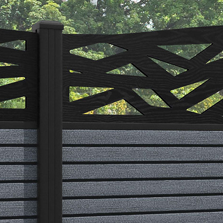 Hudson Zenith Curved Top Fence Panel - Anthracite - with our aluminium posts