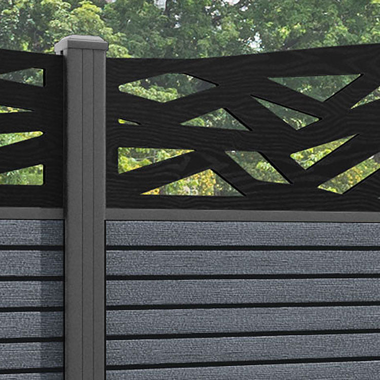 Hudson Zenith Curved Top Fence Panel - Anthracite - with our aluminium posts