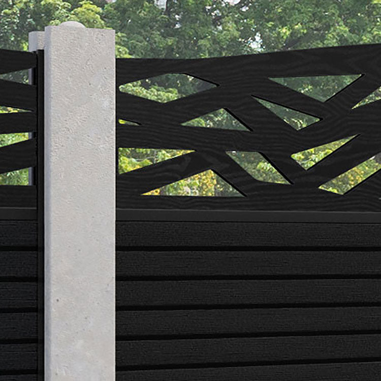Hudson Zenith Curved Top Fence Panel - Black - for existing concrete posts