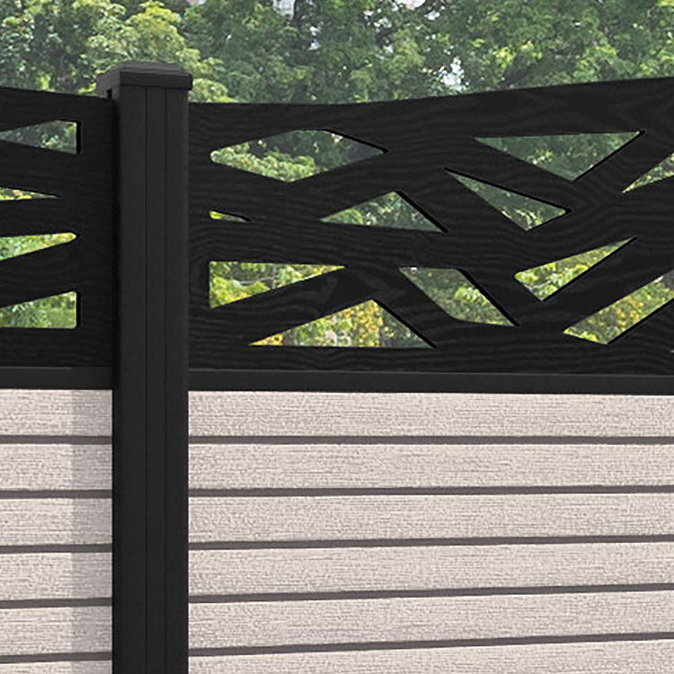 Hudson Zenith Curved Top Fence Panel - Mid Stone - with our aluminium posts