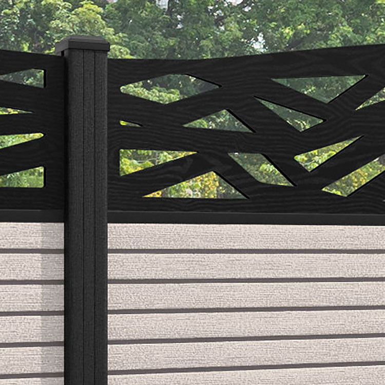 Hudson Zenith Curved Top Fence Panel - Mid Stone - with our composite posts