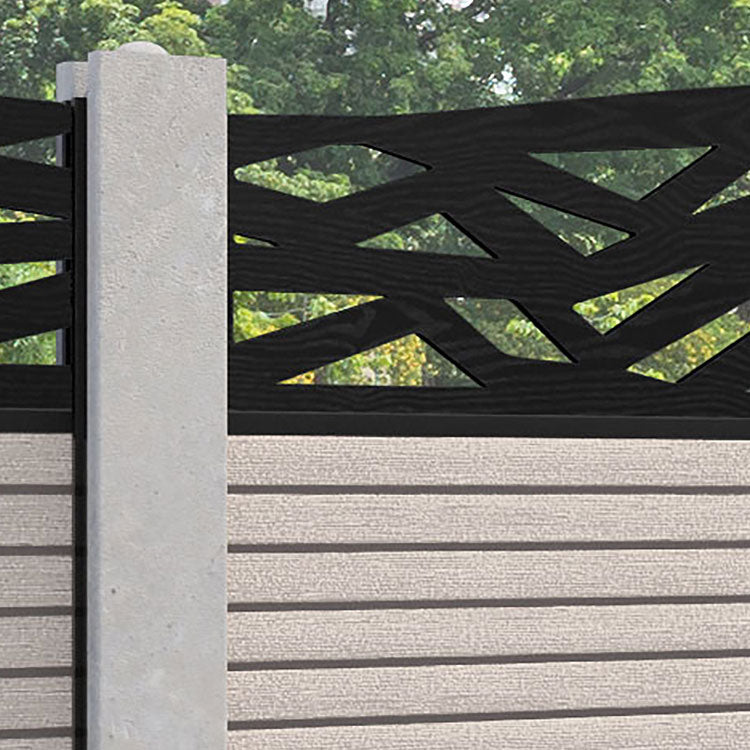 Hudson Zenith Curved Top Fence Panel - Mid Stone - for existing concrete posts
