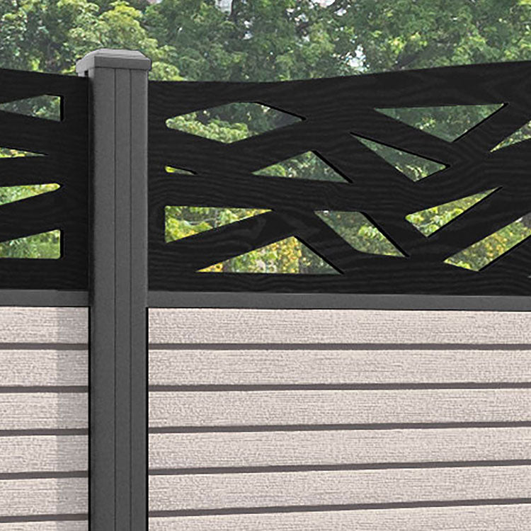 Hudson Zenith Curved Top Fence Panel - Mid Stone - with our aluminium posts