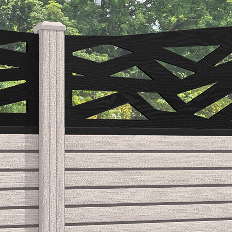 Hudson Zenith Curved Top Fence Panel - Mid Stone - with our composite posts