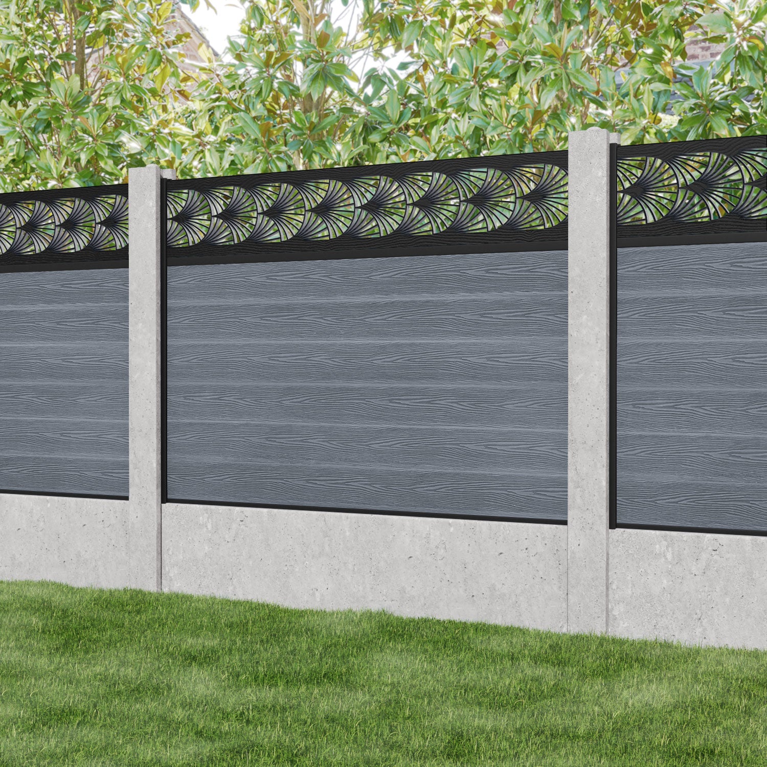 Classic Laurel Fence Panel - Anthracite - for existing concrete posts
