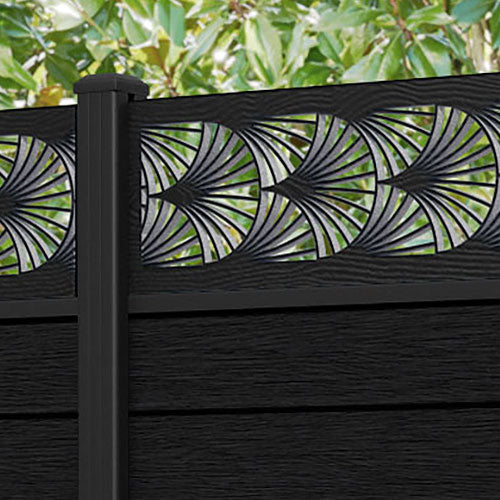 Fusion Laurel Fence Panel - Black - with our aluminium posts
