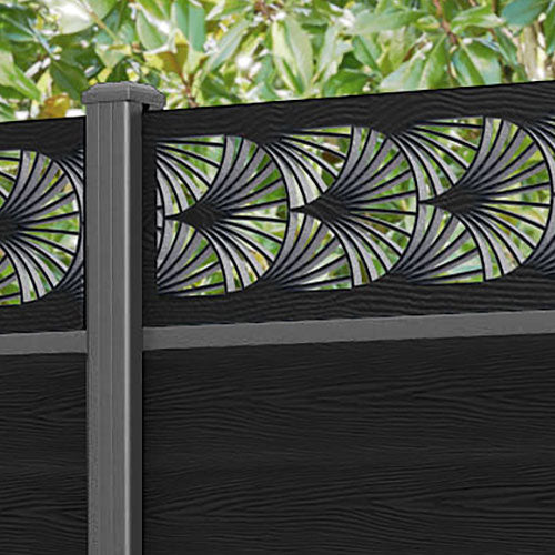 Classic Laurel Fence Panel - Black - with our aluminium posts