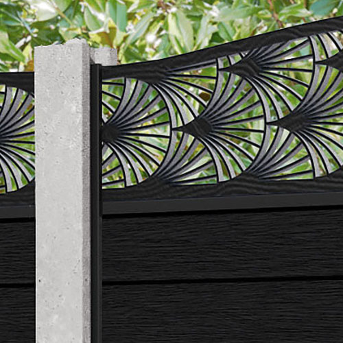 Fusion Laurel Curved Top Fence Panel - Black - for existing concrete posts