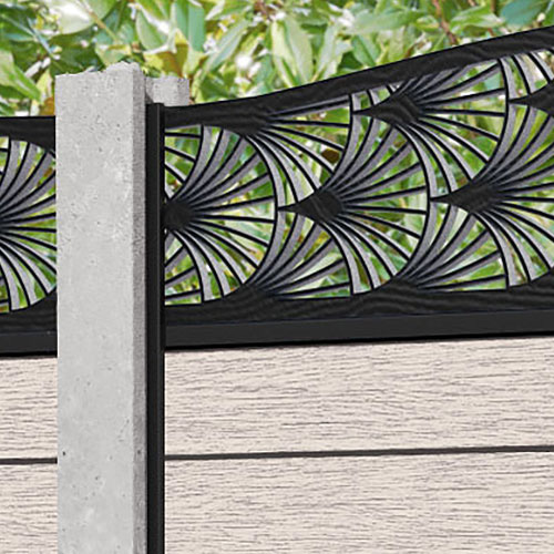Fusion Laurel Curved Top Fence Panel - Mid Stone - for existing concrete posts