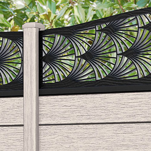 Fusion Laurel Curved Top Fence Panel - Mid Stone - with our composite posts