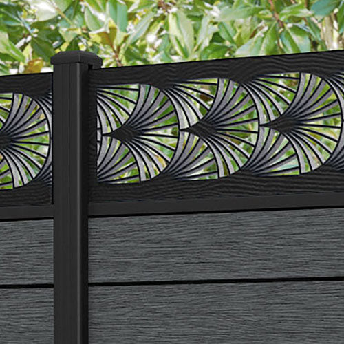 Fusion Laurel Fence Panel - Dark Grey - with our aluminium posts