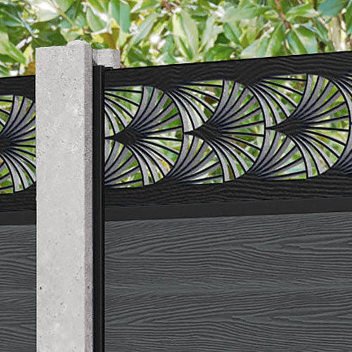 Classic Laurel Fence Panel - Dark Grey - for existing concrete posts