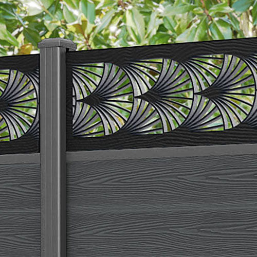 Classic Laurel Fence Panel - Dark Grey - with our aluminium posts
