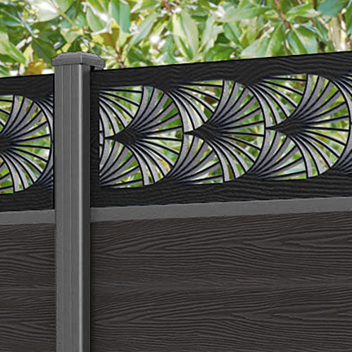 Classic Laurel Fence Panel - Dark Oak - with our aluminium posts