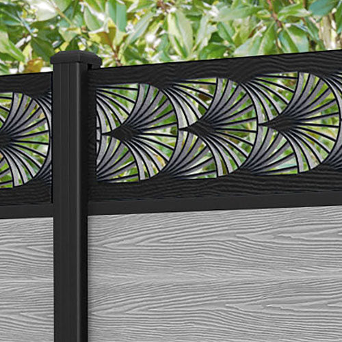 Classic Laurel Fence Panel - Light Grey - with our aluminium posts