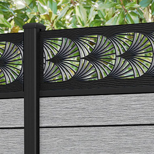 Fusion Laurel Fence Panel - Light Grey - with our aluminium posts
