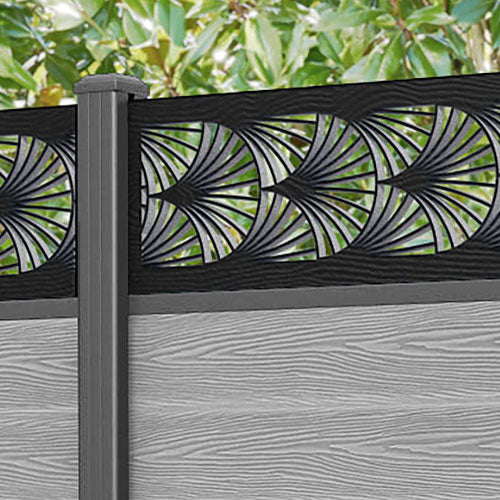 Classic Laurel Fence Panel - Light Grey - with our aluminium posts