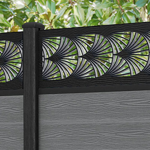 Classic Laurel Fence Panel - Mid Grey - with our composite posts