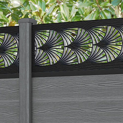 Classic Laurel Fence Panel - Mid Grey - with our composite posts