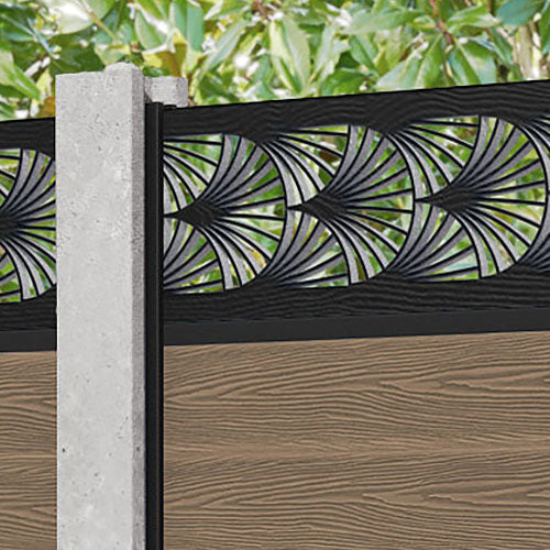 Classic Laurel Fence Panel - Teak - for existing concrete posts