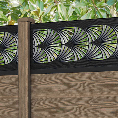 Classic Laurel Fence Panel - Teak - with our composite posts