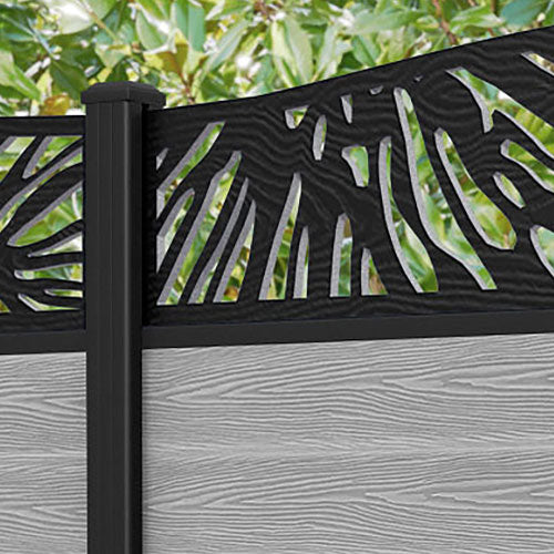 Classic Poppy Curved Top Fence Panel - Light Grey - with our aluminium posts
