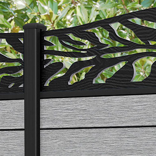 Fusion Malawi Curved Top Fence Panel - Light Grey - with our aluminium posts