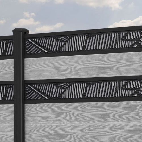 Classic Feather Split Screen Fence Panel - Light Grey - with our aluminium posts