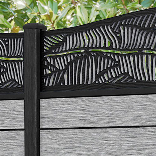Fusion Feather Curved Top Fence Panel - Light Grey - with our composite posts