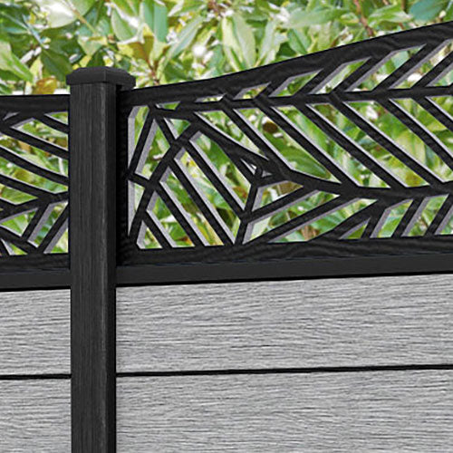 Fusion Habitat Curved Top Fence Panel - Light Grey - with our composite posts