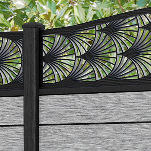 Fusion Laurel Curved Top Fence Panel - Light Grey - with our composite posts