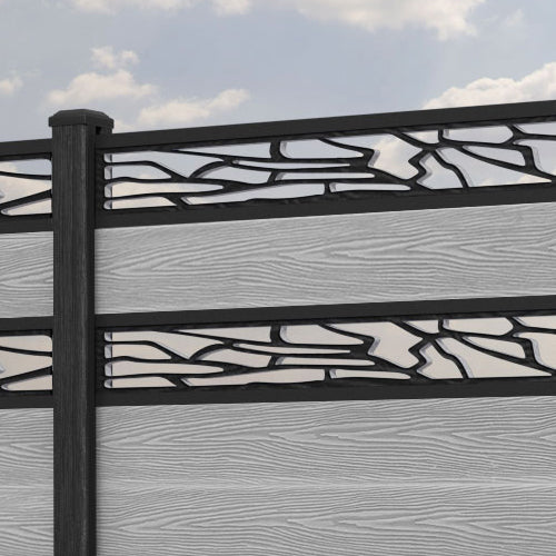 Classic Shatter Split Screen Fence Panel - Light Grey - with our composite posts