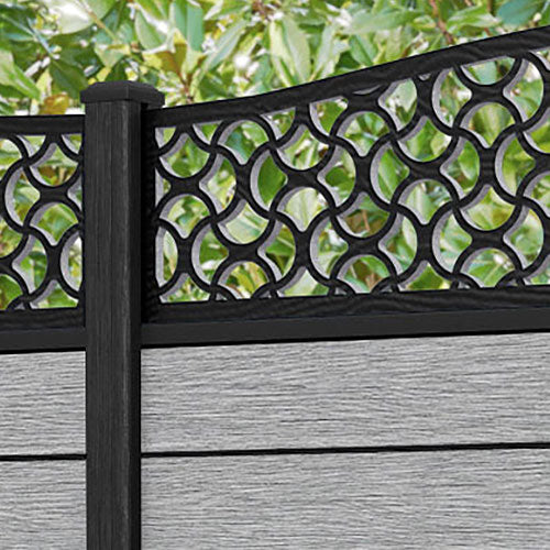 Fusion Vida Curved Top Fence Panel - Light Grey - with our composite posts