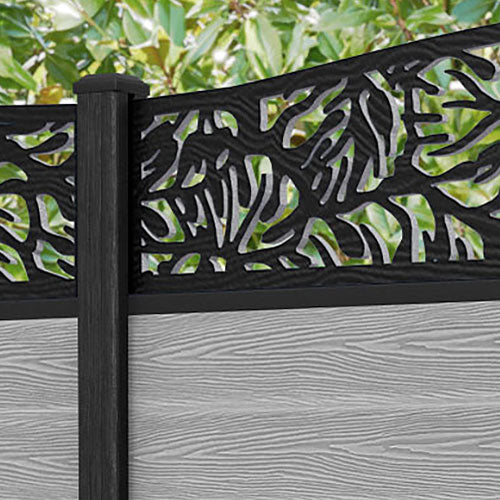 Classic Botanic Curved Top Fence Panel - Light Grey - with our composite posts