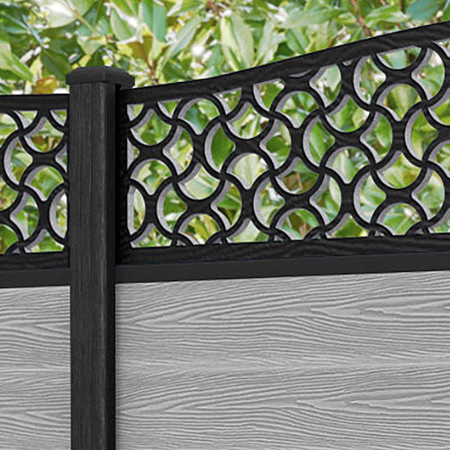 Classic Vida Curved Top Fence Panel - Light Grey - with our composite posts