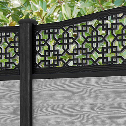 Classic Zaria Curved Top Fence Panel - Light Grey - with our composite posts