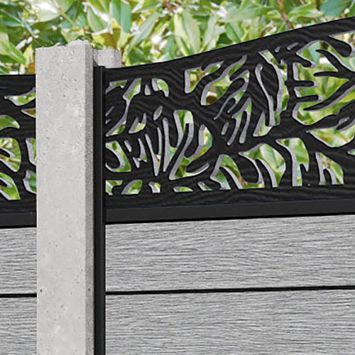 Fusion Botanic Curved Top Fence Panel - Light Grey - for existing concrete posts