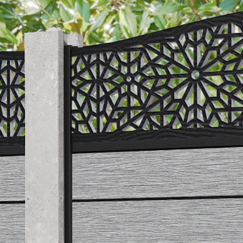 Fusion Alnara Curved Top Fence Panel - Light Grey - for existing concrete posts
