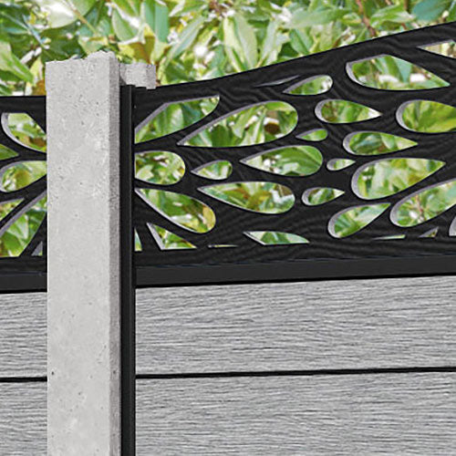 Fusion Blossom Curved Top Fence Panel - Light Grey - for existing concrete posts
