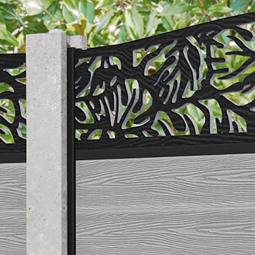 Classic Botanic Curved Top Fence Panel - Light Grey - for existing concrete posts