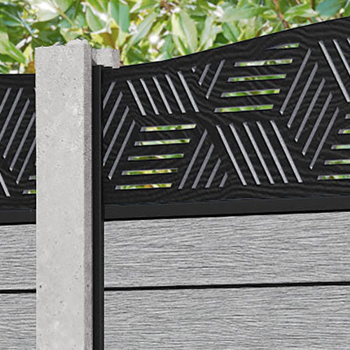 Fusion Cubed Curved Top Fence Panel - Light Grey - for existing concrete posts