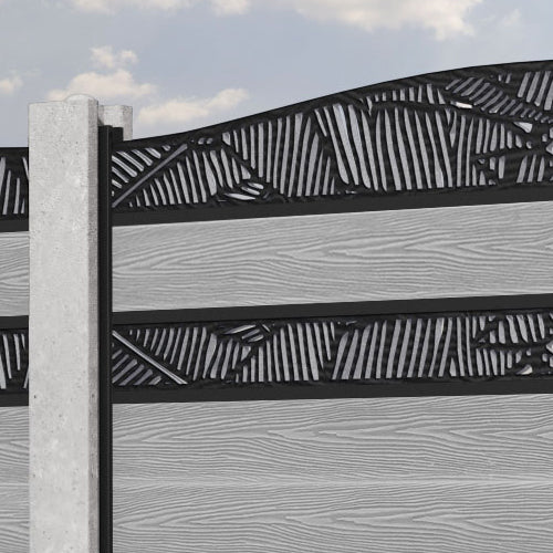 Classic Feather Curved Top Split Screen Fence Panel - Light Grey - for existing concrete posts