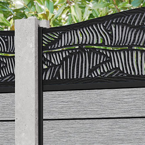 Fusion Feather Curved Top Fence Panel - Light Grey - for existing concrete posts