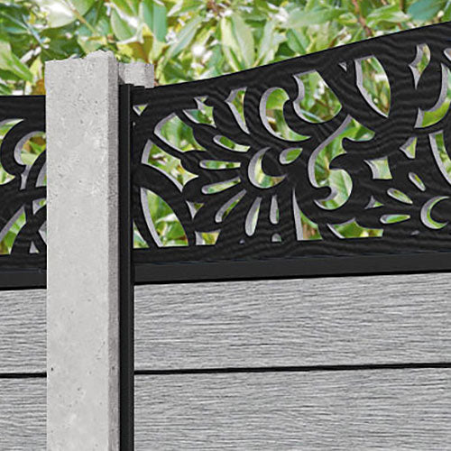 Fusion Heritage Curved Top Fence Panel - Light Grey - for existing concrete posts